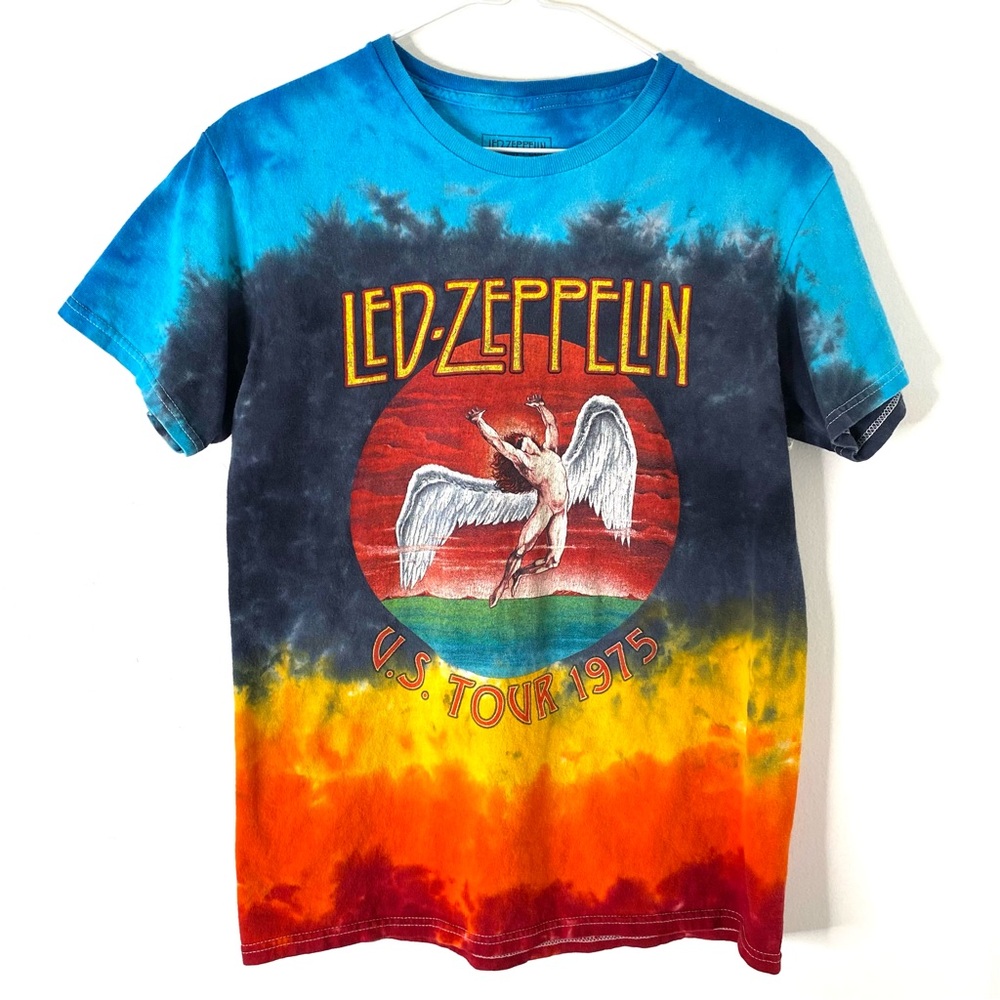 Led Zeppelin Cherub Angel US 1975 Tour Crew Neck Tee Colourful Tie Dye